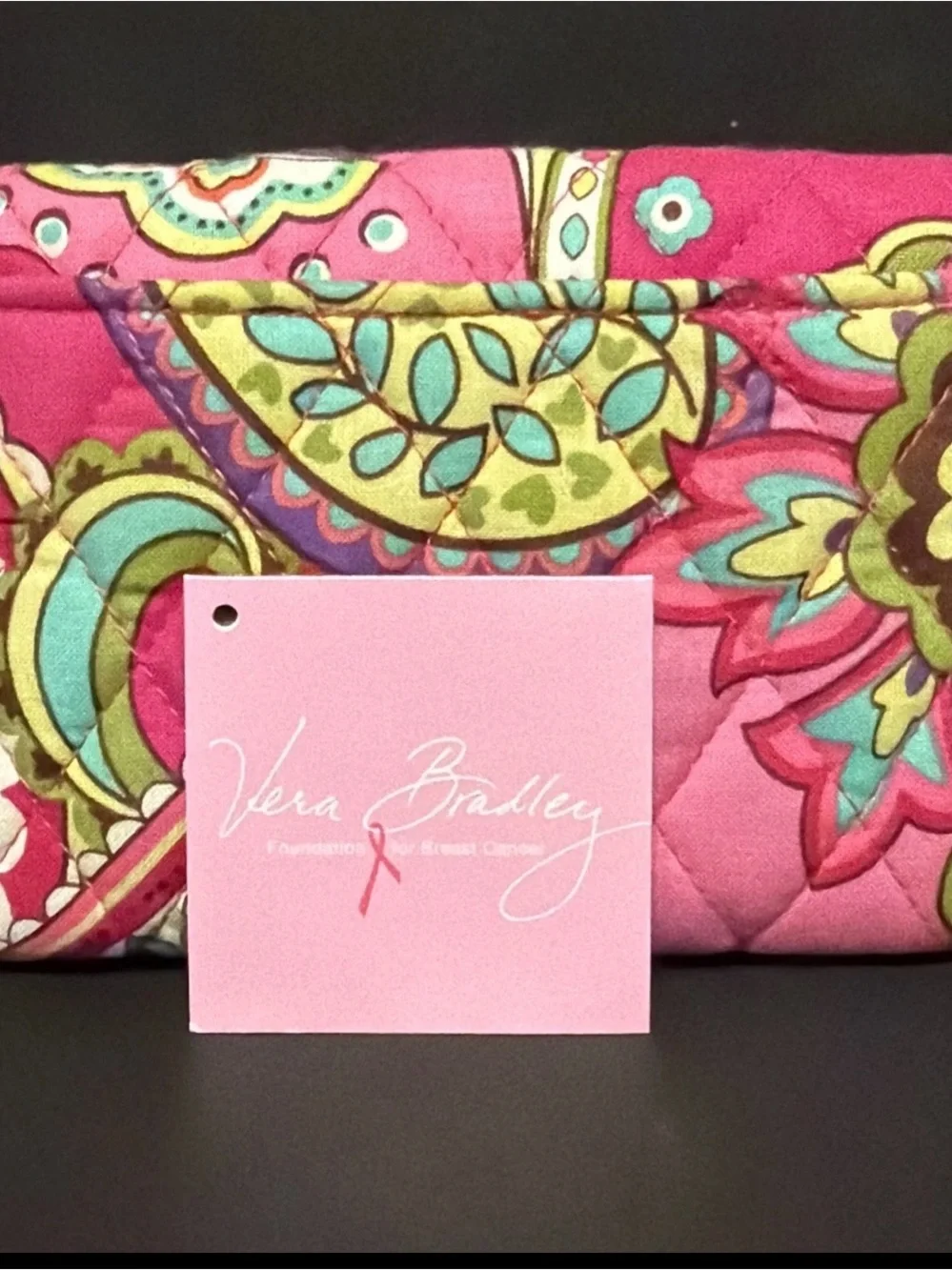 NWT Vera Bradley Petite Trifold Wallet in Pink Swirls